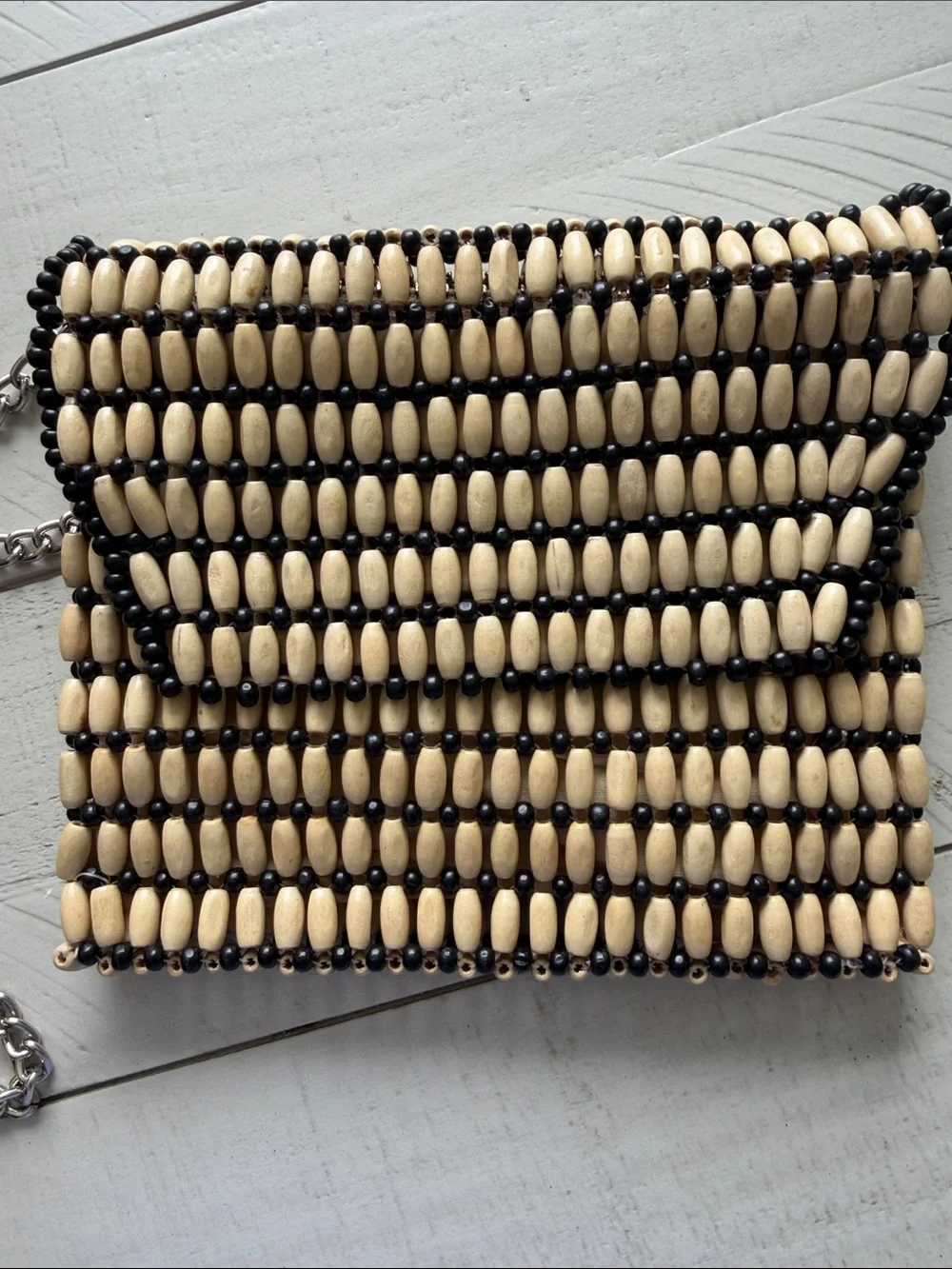 Topshop bag beaded Beaded Crossbody Bag in Cream and Black
